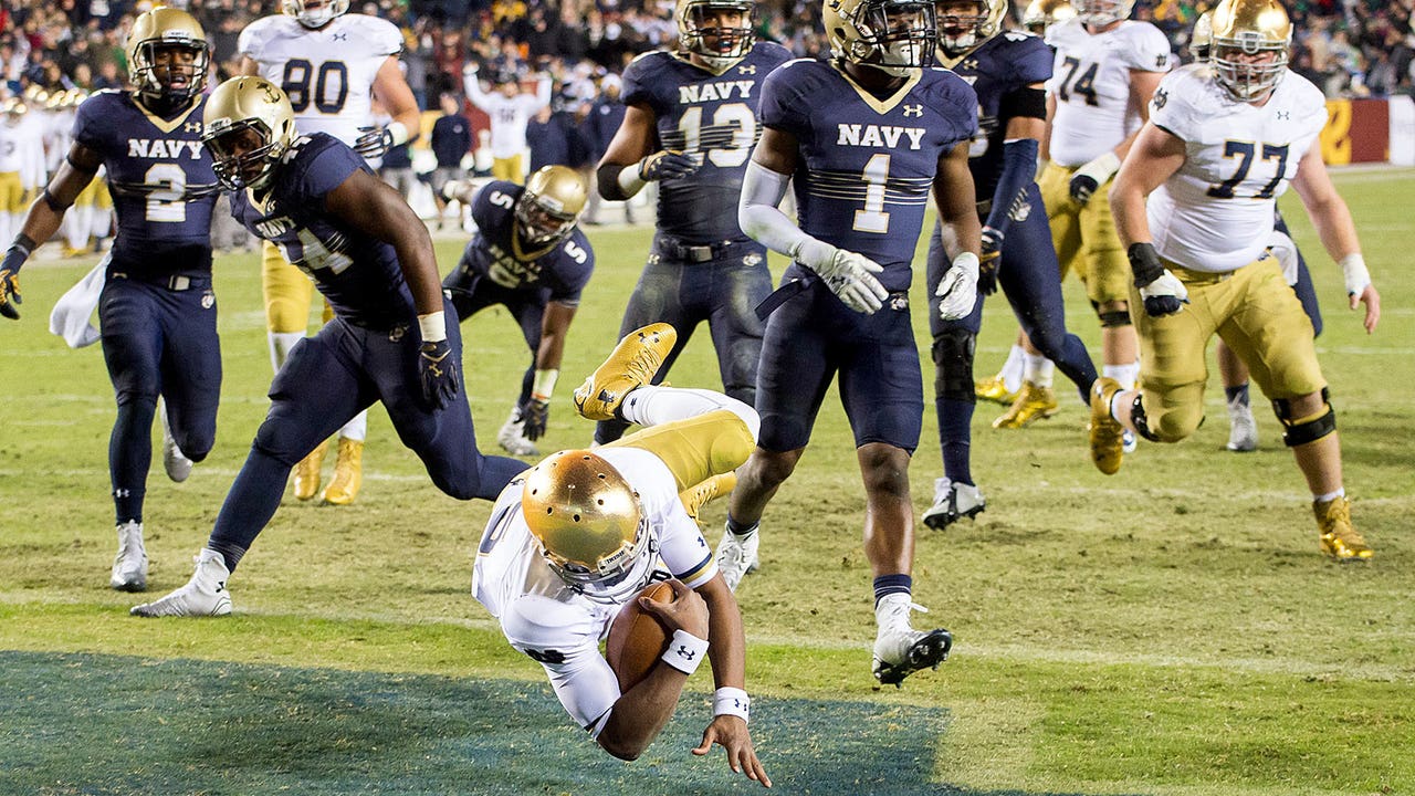 Golson tosses 3 TDs, runs for 3 as No. 10 Notre Dame fends off Navy